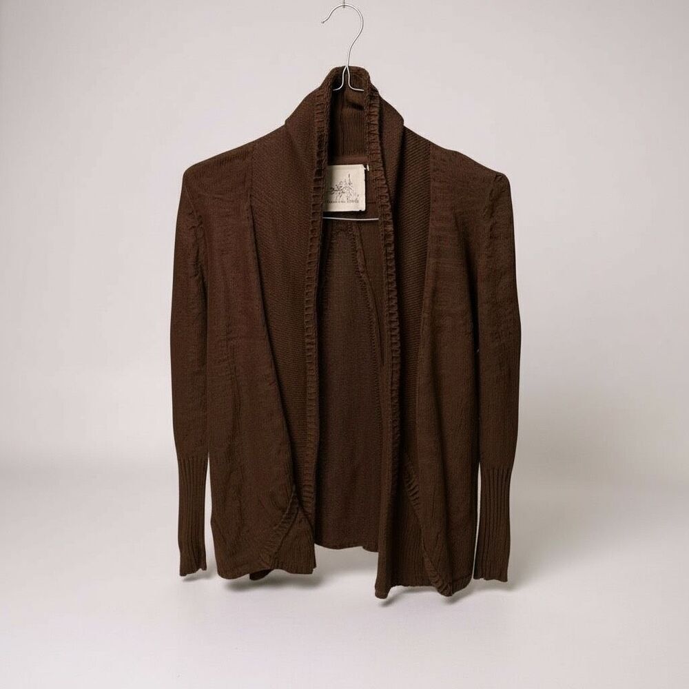 Anthro Angel of the North Brown Open-Knit Drape Cardigan XS – Layering Essential